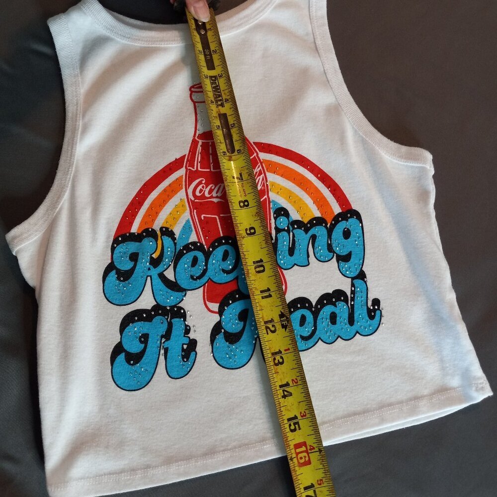 Coca-Cola Retro Rainbow Graphic Cropped Tank Top Sleeveless Medium - Picture 6 of 6